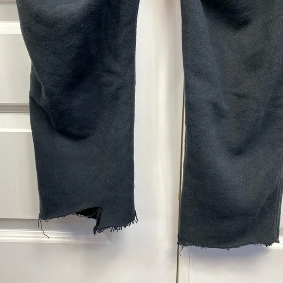 YoungLA Sweatpants Fleece Drawstring Pockets Small Black Bottoms Have Been Cut - Picture 6 of 6